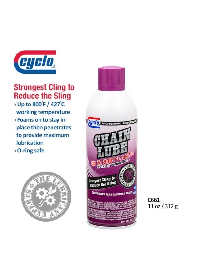 cyclo 2 Piece Combo Motorcycle Chain Lube Spray – High-Temperature Lubricant up to 800°F / 427°C – Reduces Friction & Wear, Prevents Rust, Water Resistant, Long-Lasting Performance for Smooth & Quiet Ride – 11oz - Image 2